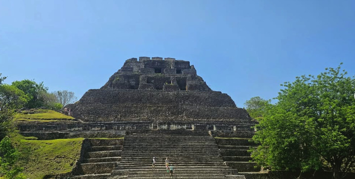 Stone structures at the Xunantunich archaeological site in western Belize